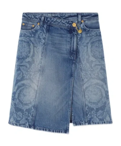 Versace Asymmetric Denim Skirt