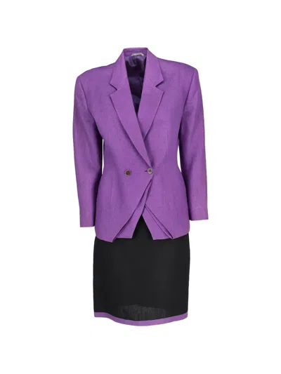 Pre-owned Versace Asymmetric Double-breasted Suit In Purple