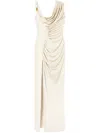Versace Knee Length Dress Asymmetric Design In Neutrals