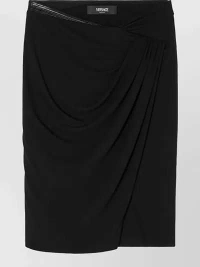 Versace Asymmetric Hem Midi Skirt In Black