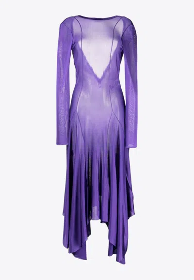 Versace Asymmetric Midi Dress With Small Medusa In Purple