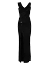Versace Embellished Draped Stretch-jersey Gown In Black