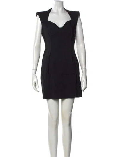 Pre-owned Versace Asymmetrical Mini Dress In Black