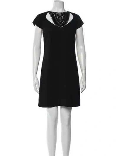 Pre-owned Versace Asymmetrical Mini Dress In Black