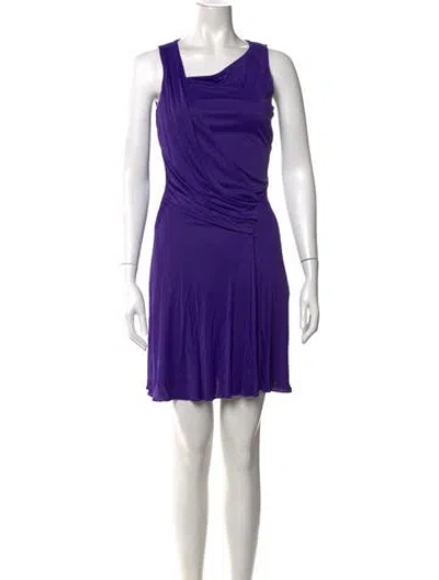 Pre-owned Versace Asymmetrical Mini Dress In Purple