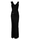 Versace Embellished Draped Stretch-jersey Gown In Black