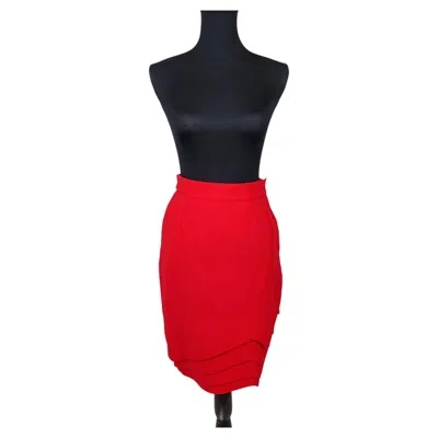 Pre-owned Versace Asymmetrical Red Wool Skirt By Gianni  Couture, 1988