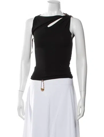 Pre-owned Versace Asymmetrical Sleeveless Top In Black