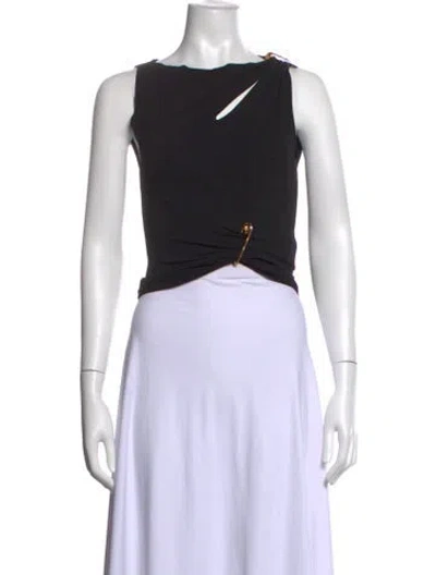 Pre-owned Versace Asymmetrical Sleeveless Top In Black