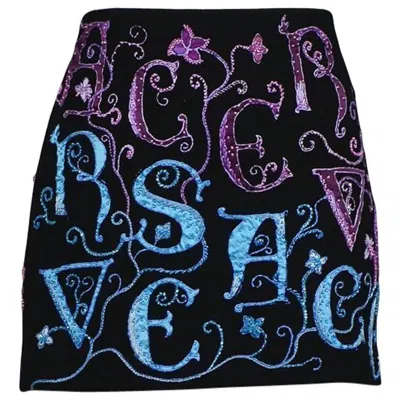 Pre-owned Versace Atelier Black Embellished Mini Skirt