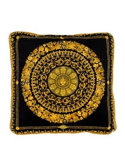 Pre-owned Versace Atelier Velvet Throw Pillow In Black