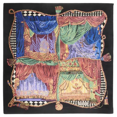 Pre-owned Versace Atelier  Hand Tafted Square Rug In Pure Wool Vibrant Colors In Brown
