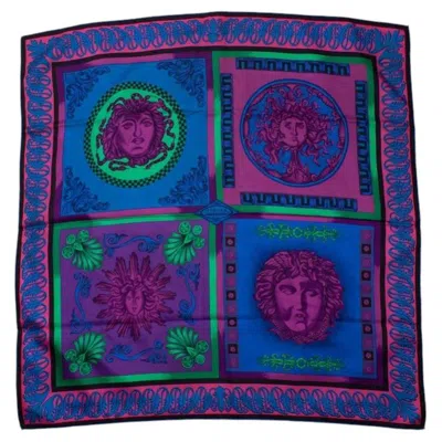 Pre-owned Versace Atelier , Multicolored Medusa Scarf In Purple