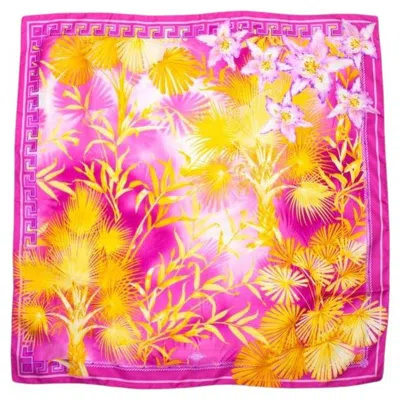 Pre-owned Versace Atelier , Pink Scarf With Jungle Print