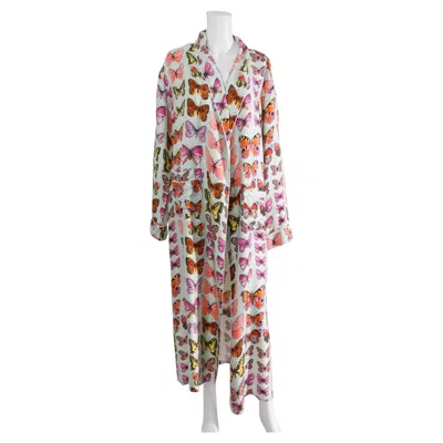 Pre-owned Versace Atelier  Spring 1995 Butterfly Silk Full Length Robe In Brown