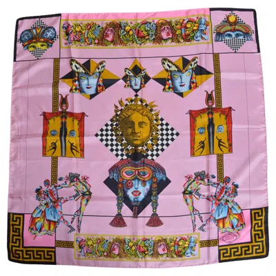 Pre-owned Versace Atelier  Spring / Summer 1992 Silk Pink Harlequin Scarf - Foulard