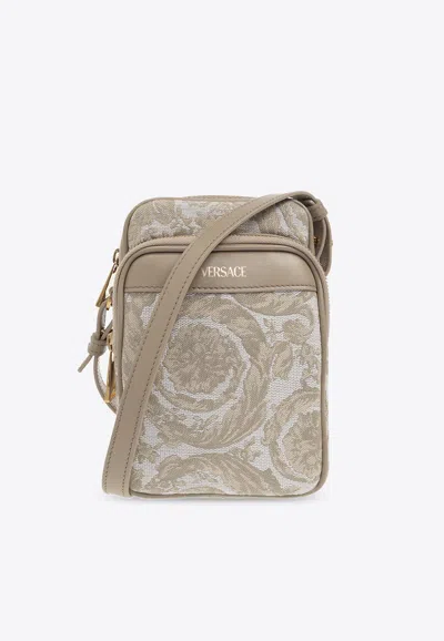 Versace Athena Barocco Crossbody Bag In Beige