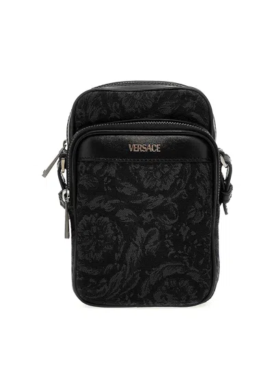 Versace Barocco Athena Crossbody Bag In Black-ruthenium