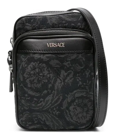 Versace Athena Barocco Crossbody Bag In Black