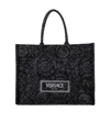 Versace Athena Barocco Jacquard Large Tote Bag In Black