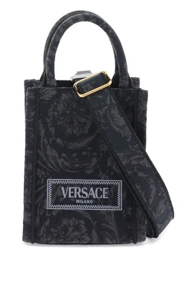 Versace Black Barocco Athena Mini Tote In Multicolor
