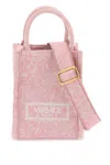 Versace Mini Barocco Athena Jacquard Tote Bag In Pale Pink English Rose Ve (pink)