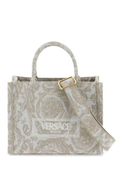 Versace Athena Barocco Small Tote Bag In Neutral