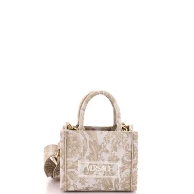 Versace Athena Convertible Tote Barocco Jacquard Small In Neutral