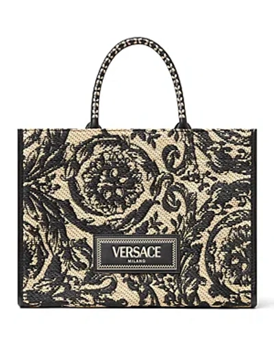 Versace Athena Jacquard Tote In Black