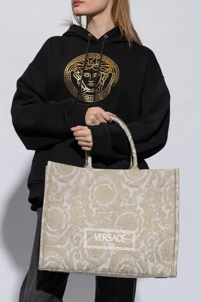 Versace ‘athena Large' Shopper Bag In White