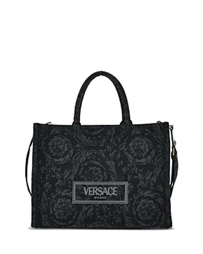 Versace Athena Large Tote In Black/black