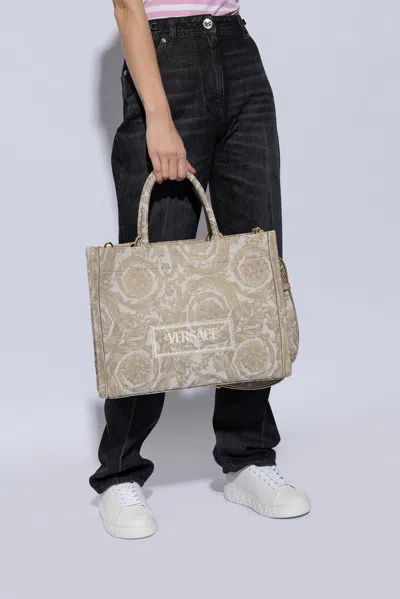 Versace ‘athena' Shopper Bag In Beige