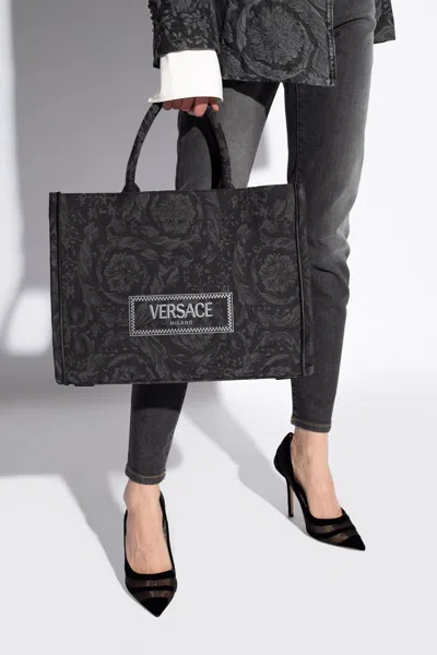 Versace ‘athena' Shopper Bag In Black