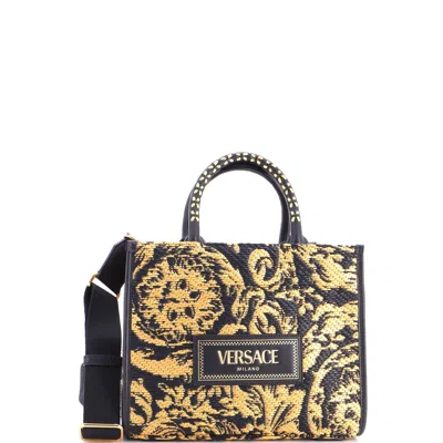 Versace Athena Tote Barocco Raffia Small In Multi