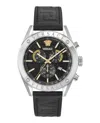 Versace Athletic Chrono Leather Strap In Black