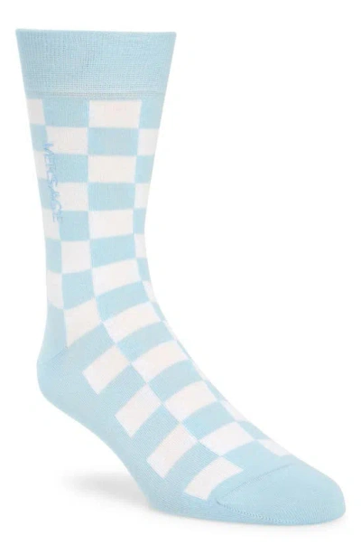 Versace Athletic Crew Socks In Pastel Blue White