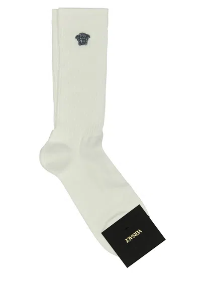Versace Athletic Socks Double Twisted Cotton Medusa Embroi-m Nd  Male In Gold