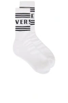 Versace 90s Vintage Logo Chaussettes In White