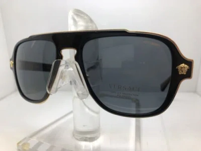 Pre-owned Versace Authentic  Sunglasses Ve2199 Medusa Charm 1002/81 Black/polarized Grey In Gray