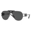 Versace Aviator Full Rim, With A Gold Frame And Dark Brown Lens.