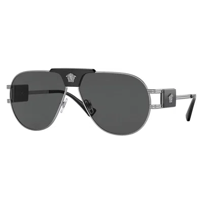 Versace Aviator Full Rim, With A Gold Frame And Dark Brown Lens.