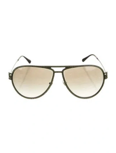Pre-owned Versace Aviator Gradient Sunglasses In Black/green