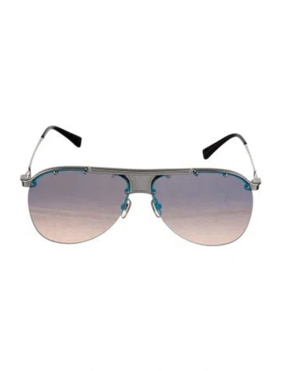 Pre-owned Versace Aviator Gradient Sunglasses In Silver