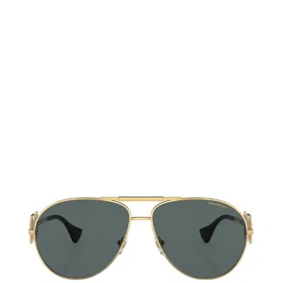 Versace Aviator Metal Sunglasses With Grey Polarized Lens In Gold