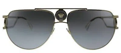 Pre-owned Versace Aviator Metal Sunglasses With Silver Mirror Lens For Women - Size 60mm In Gold