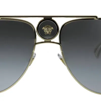 Versace Aviator Metal Sunglasses With Silver Mirror Lens In Black