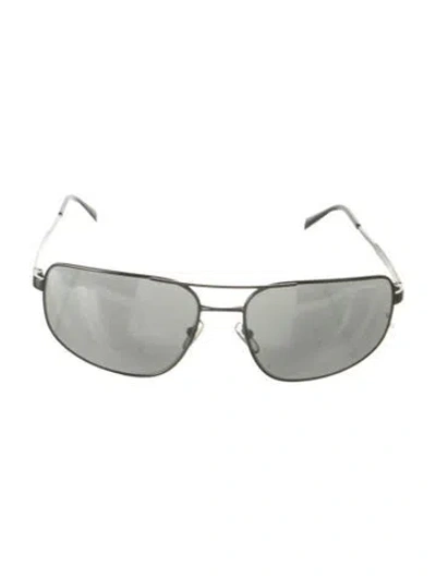 Pre-owned Versace Aviator Mirrored Sunglasses In Black