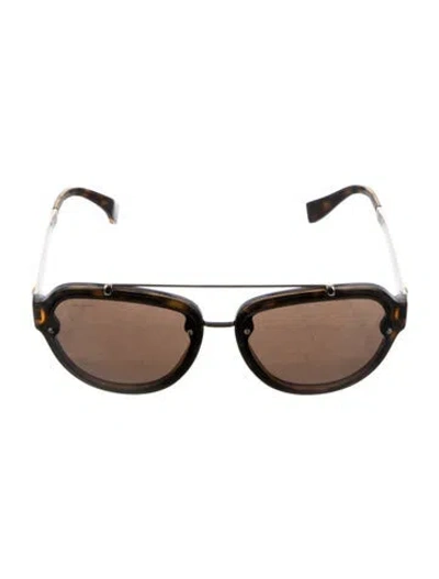 Pre-owned Versace Aviator Mirrored Sunglasses In Brown