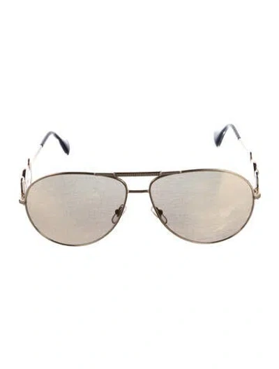 Pre-owned Versace Aviator Mirrored Sunglasses In Gold