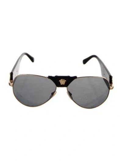 Pre-owned Versace Aviator Mirrored Sunglasses In Gold